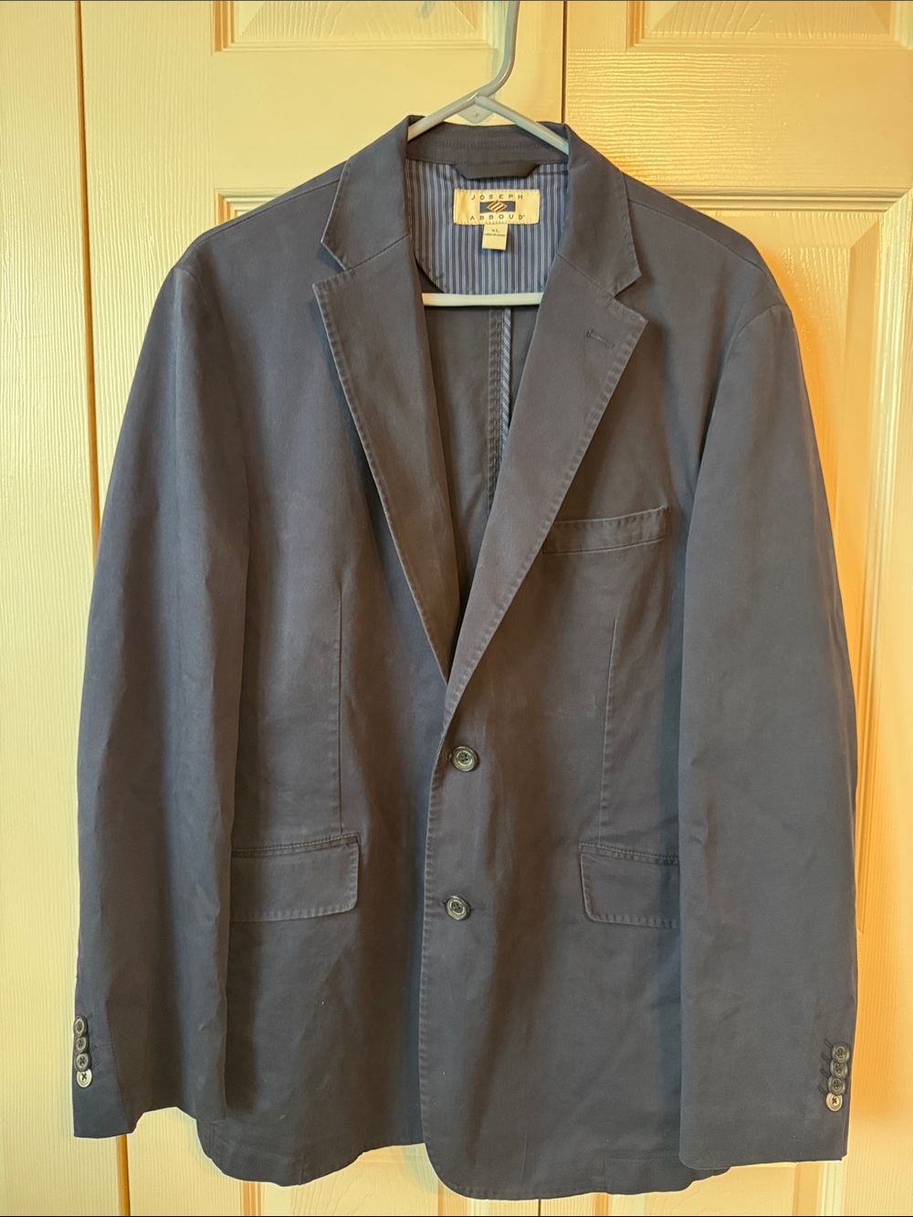 Navy Cotton Two-Button Sport Coat - Classic Notch Lapel